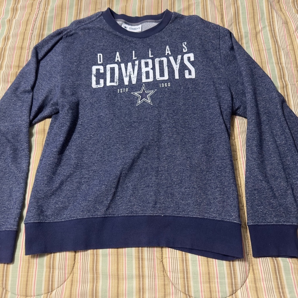 NFL Dallas Cowboys Heathered Navy Crewneck Sweater - Picture 1 of 4